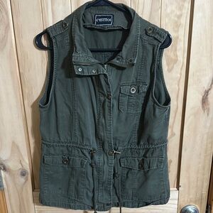 c’esttoi Women's Olive Green Utility Vest